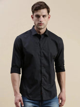 Men Black Geometrical Casual Shirt-DATURA-1815-Black